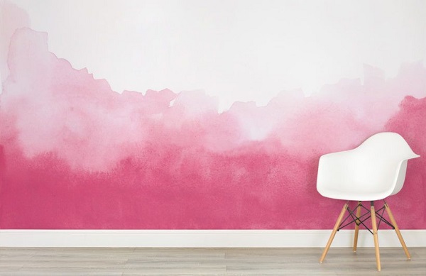 Wall Painting - Pink Color On The Wall In A White Background.